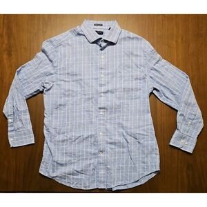 Tommy Hilfiger Regular Fit Stretch Shirt Men 16/16.5-32/33 L Blue Checkered